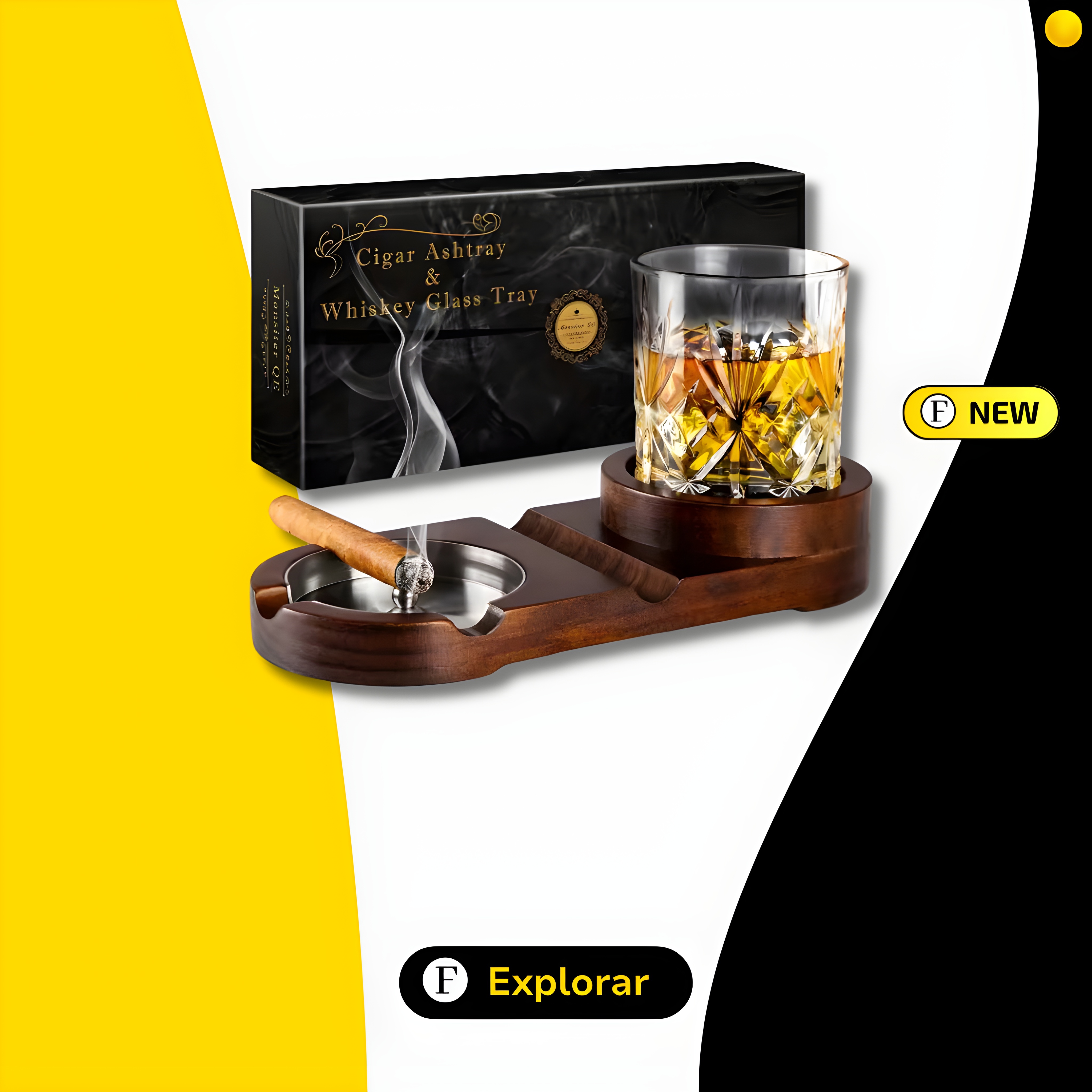 Suporte Base-em-Madeira-para-Charutos-e-Copo-de-Whisky